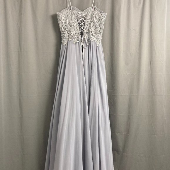 Size 3 Purple/Grey long formal dress - Picture 5 of 5
